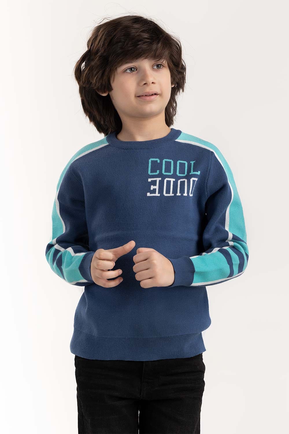 Junior Boy Navy Knit Sweater