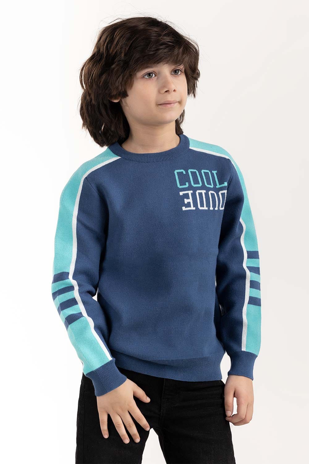 Junior Boy Navy Knit Sweater