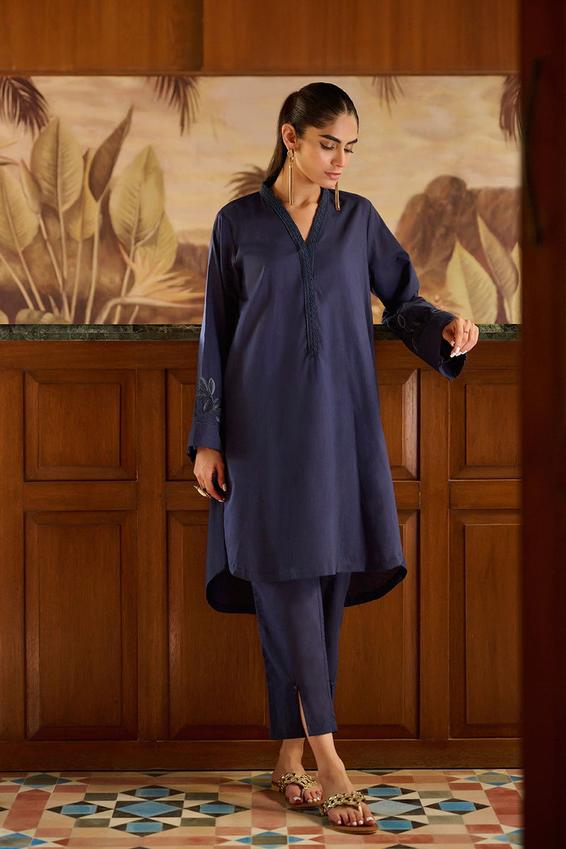 Dc-2172 Navy Blue 2Pcs Embroidered Kurta With Trouser
