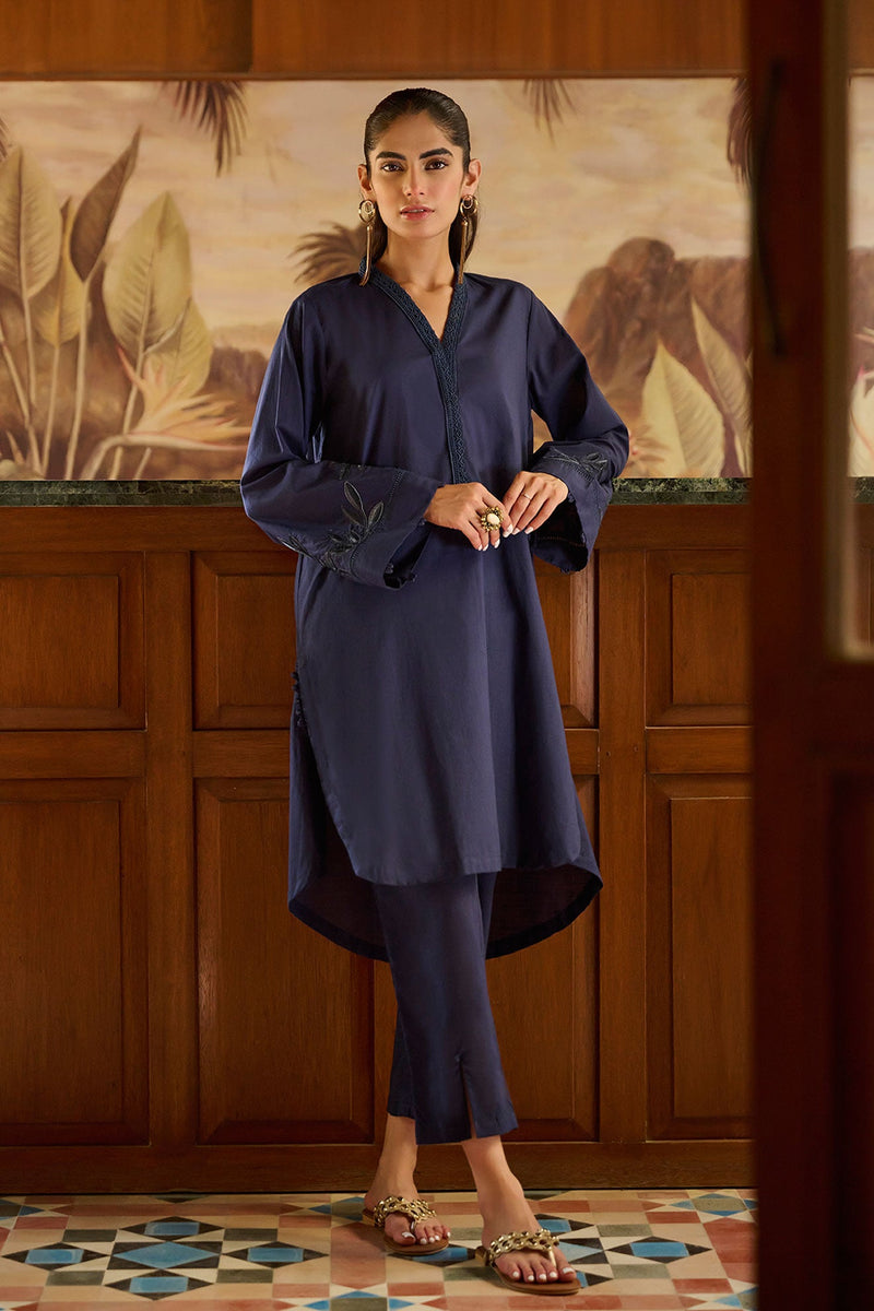 Dc-2172 Navy Blue 2Pcs Embroidered Kurta With Trouser