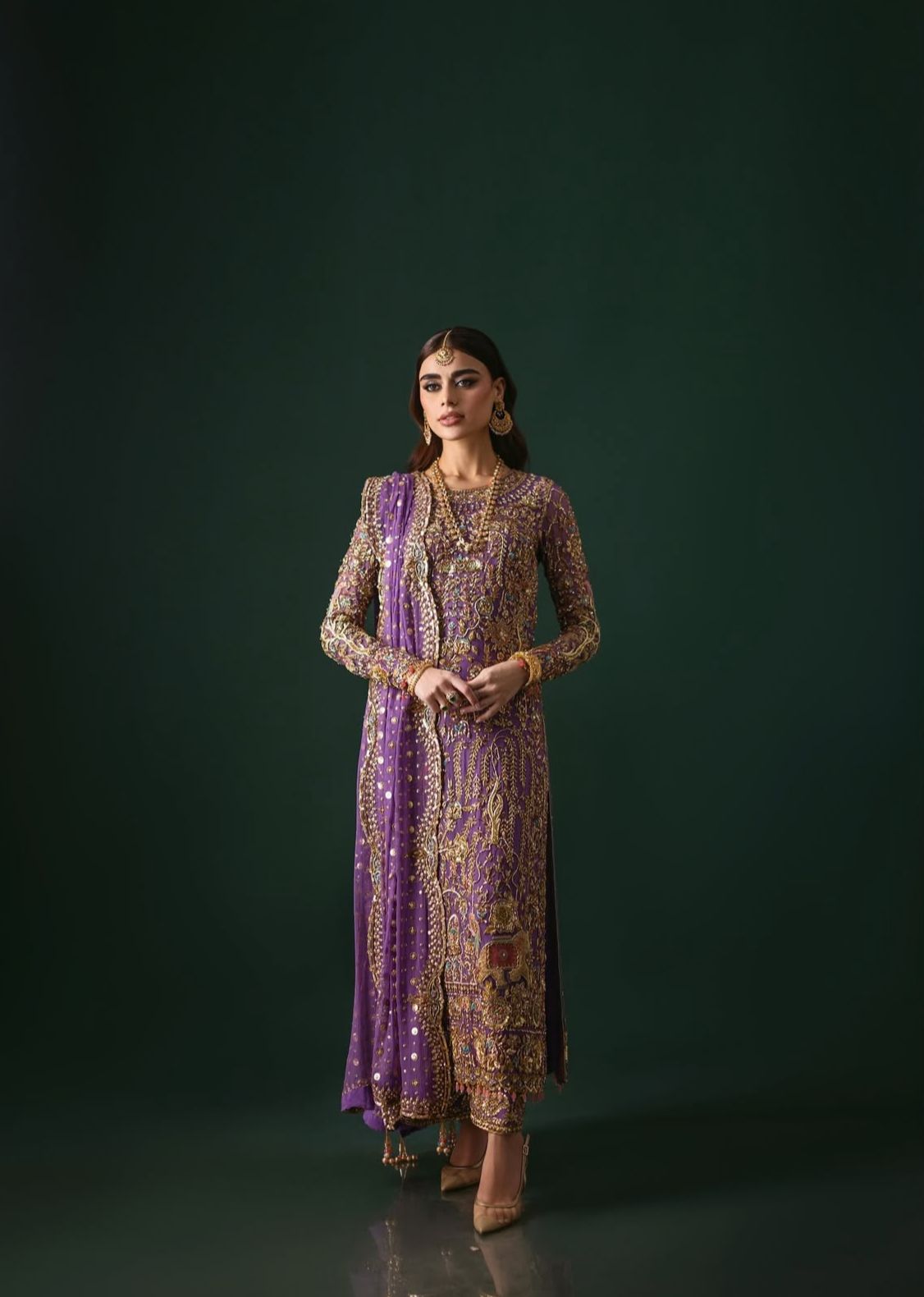 Nomi Ansari Style — Mairaz Purple 3 Piece Suit