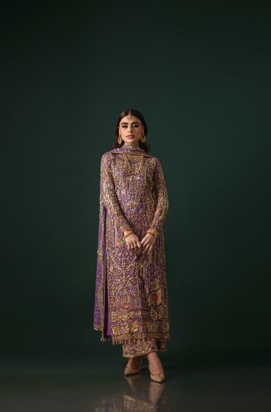 Nomi Ansari Style — Mairaz Purple 3 Piece Suit