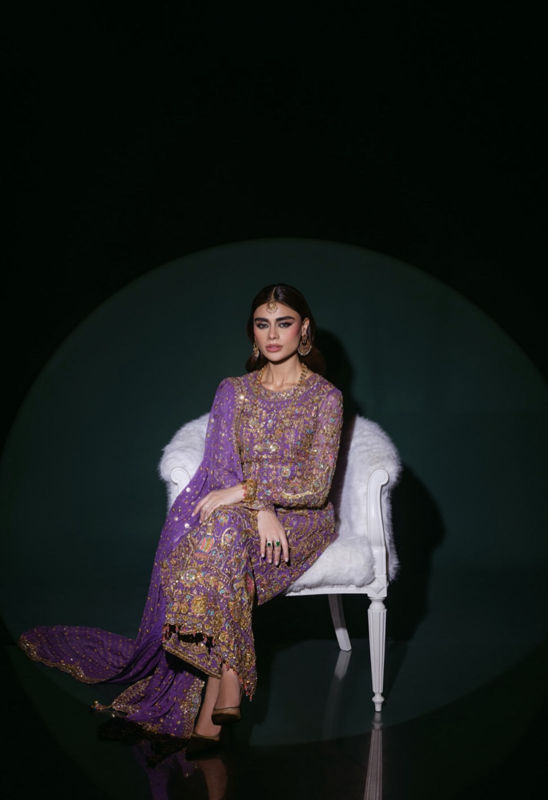 Nomi Ansari Style — Mairaz Purple 3 Piece Suit