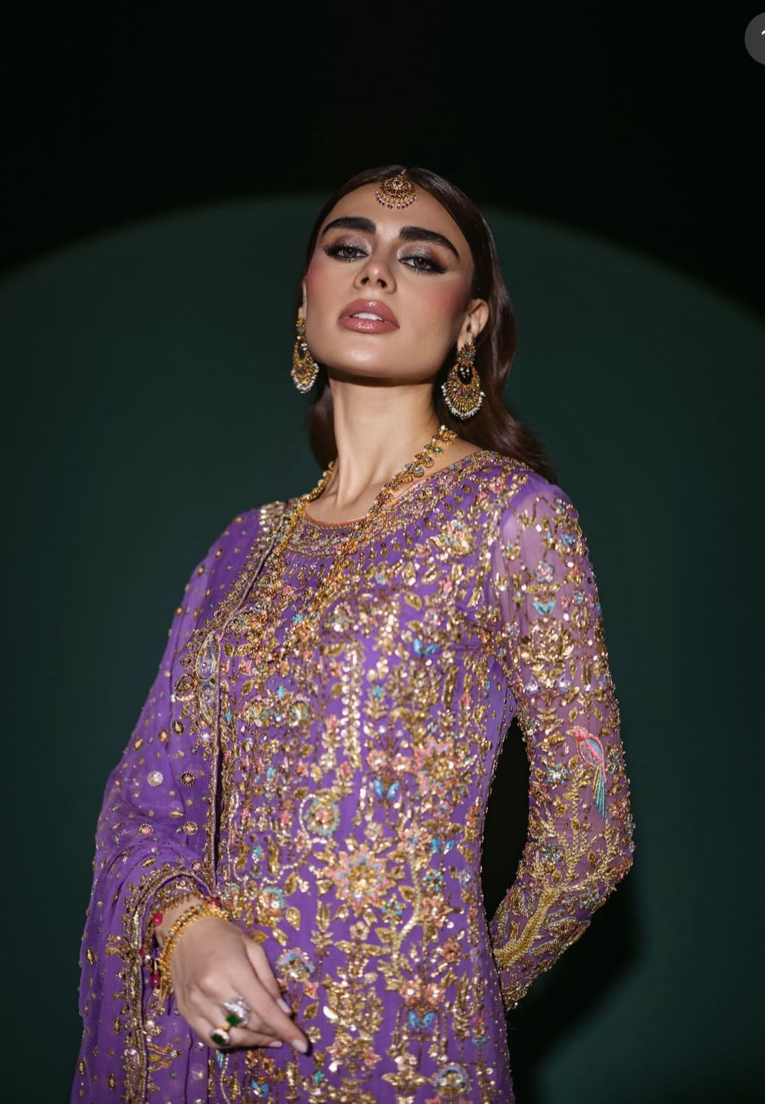Nomi Ansari Style — Mairaz Purple 3 Piece Suit