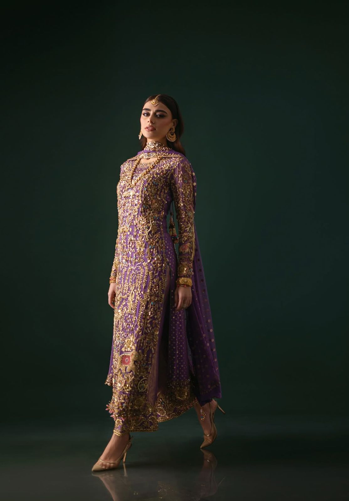 Nomi Ansari Style — Mairaz Purple 3 Piece Suit