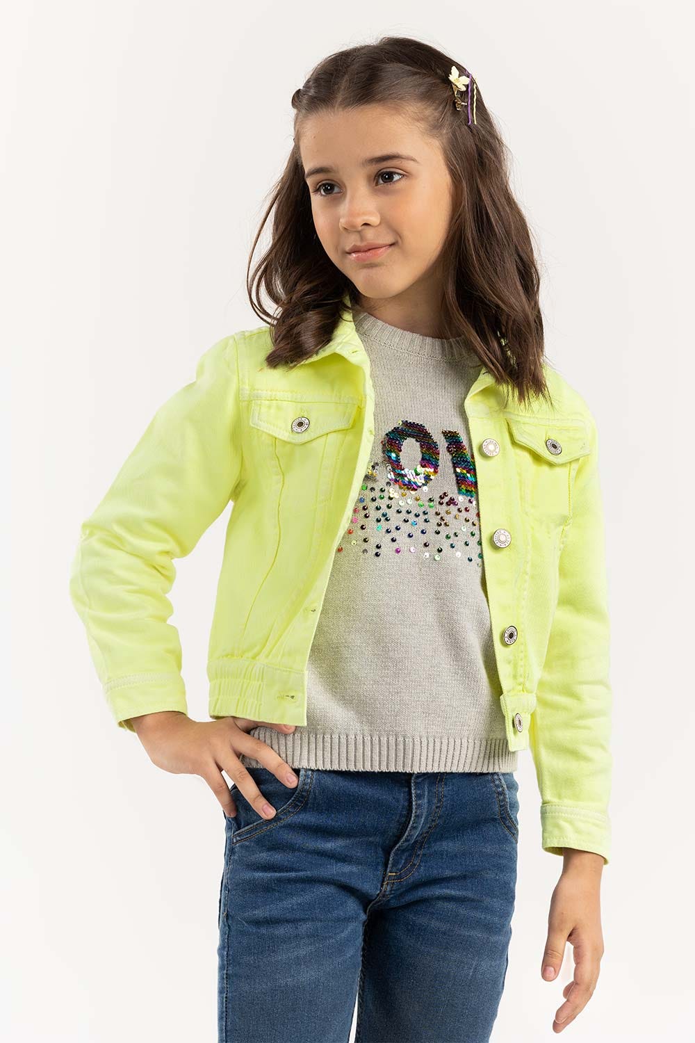 Girls Non Denim Sharp Green Jacket