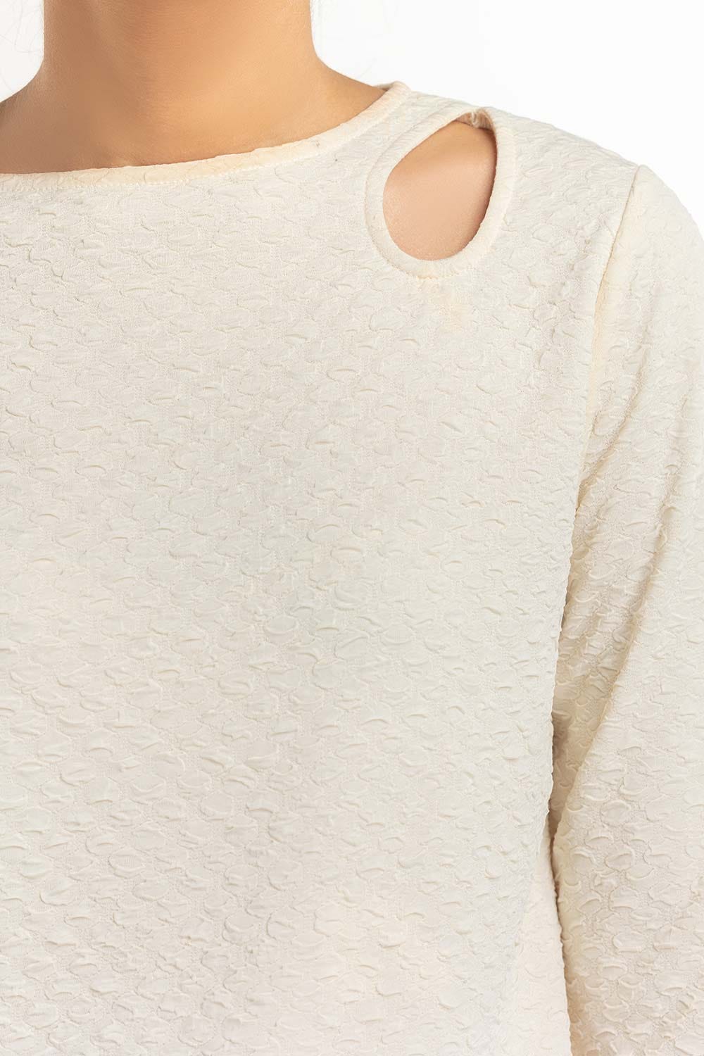 Off White Round Neck Top