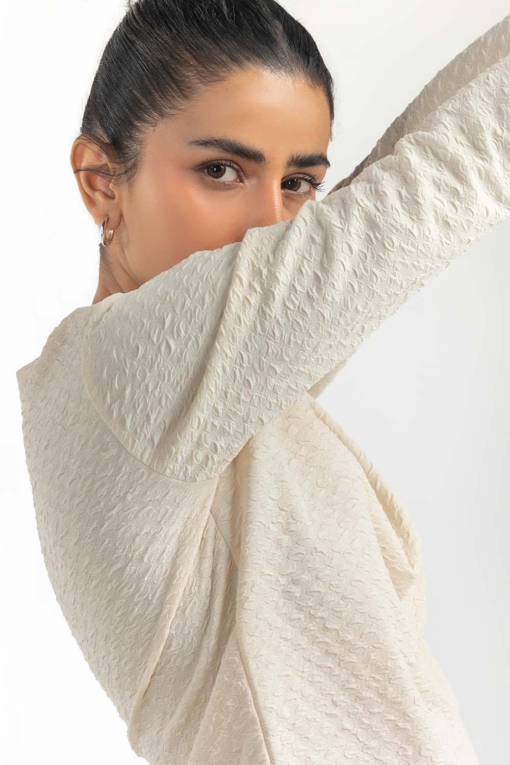 Off White Round Neck Top