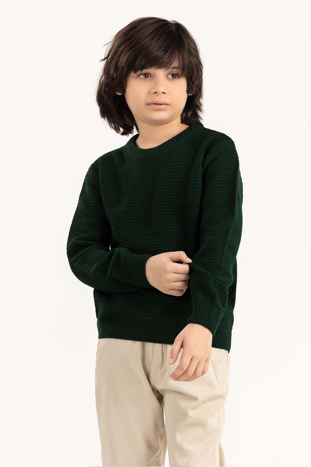 Junior Boy Olive Knit Sweater