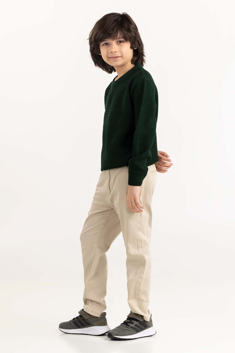Junior Boy Olive Knit Sweater