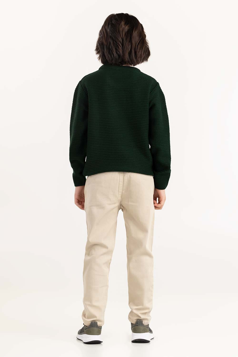 Junior Boy Olive Knit Sweater