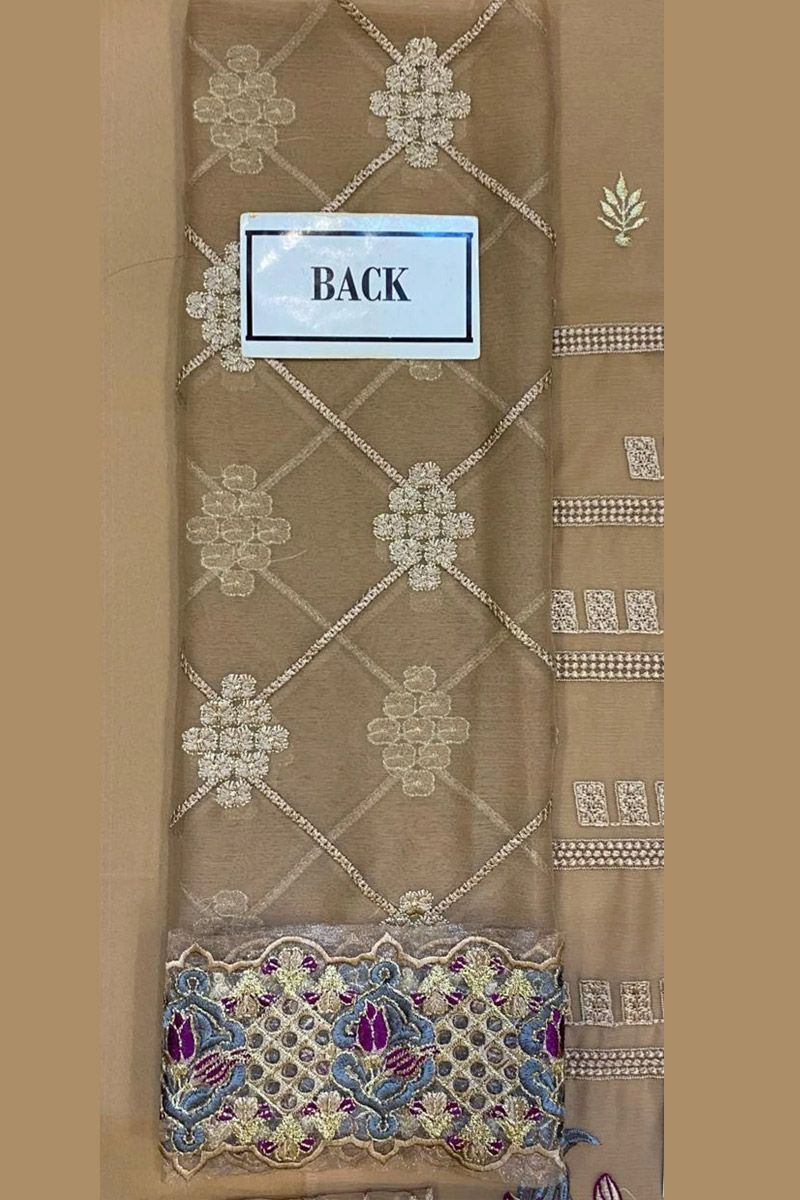 Ramsha Style — Mairaz Beige Chiffon Suit