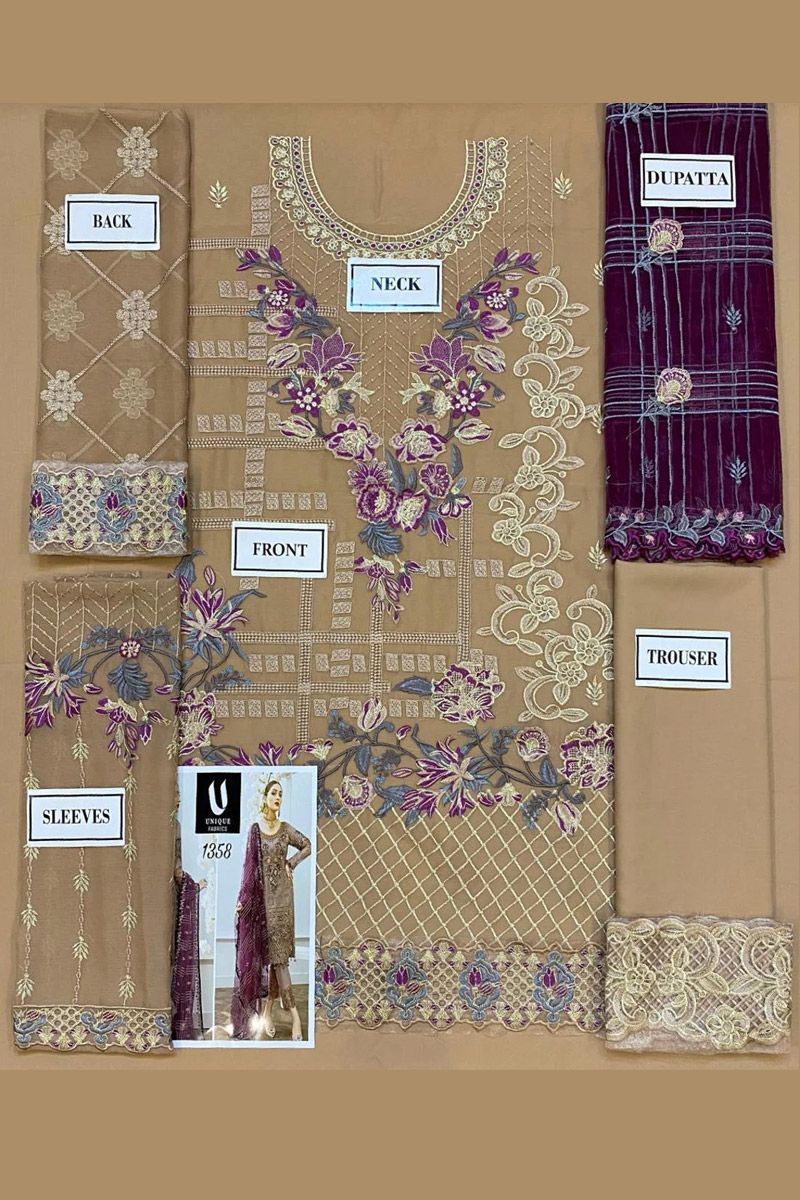 Ramsha Style — Mairaz Beige Chiffon Suit