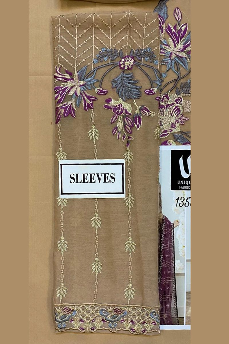 Ramsha Style — Mairaz Beige Chiffon Suit