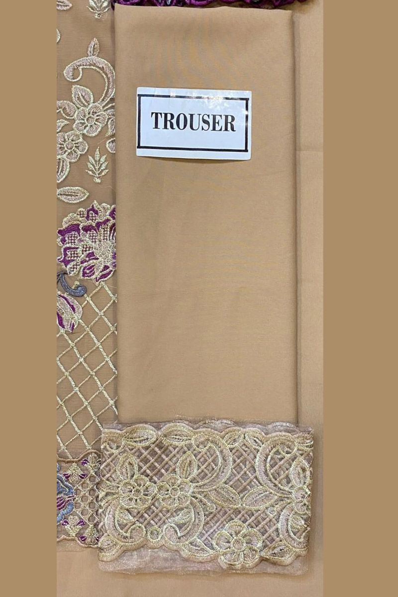 Ramsha Style — Mairaz Beige Chiffon Suit