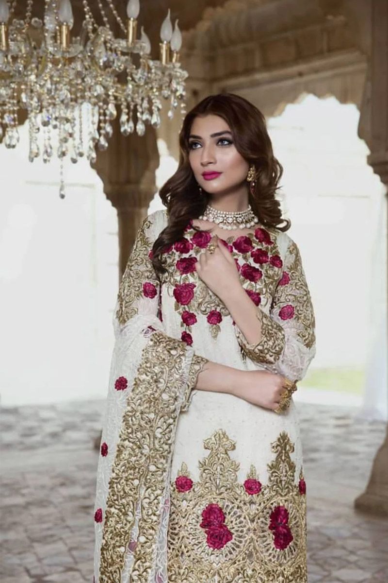 Maria B Style — Mairaz White Salwar Kameez