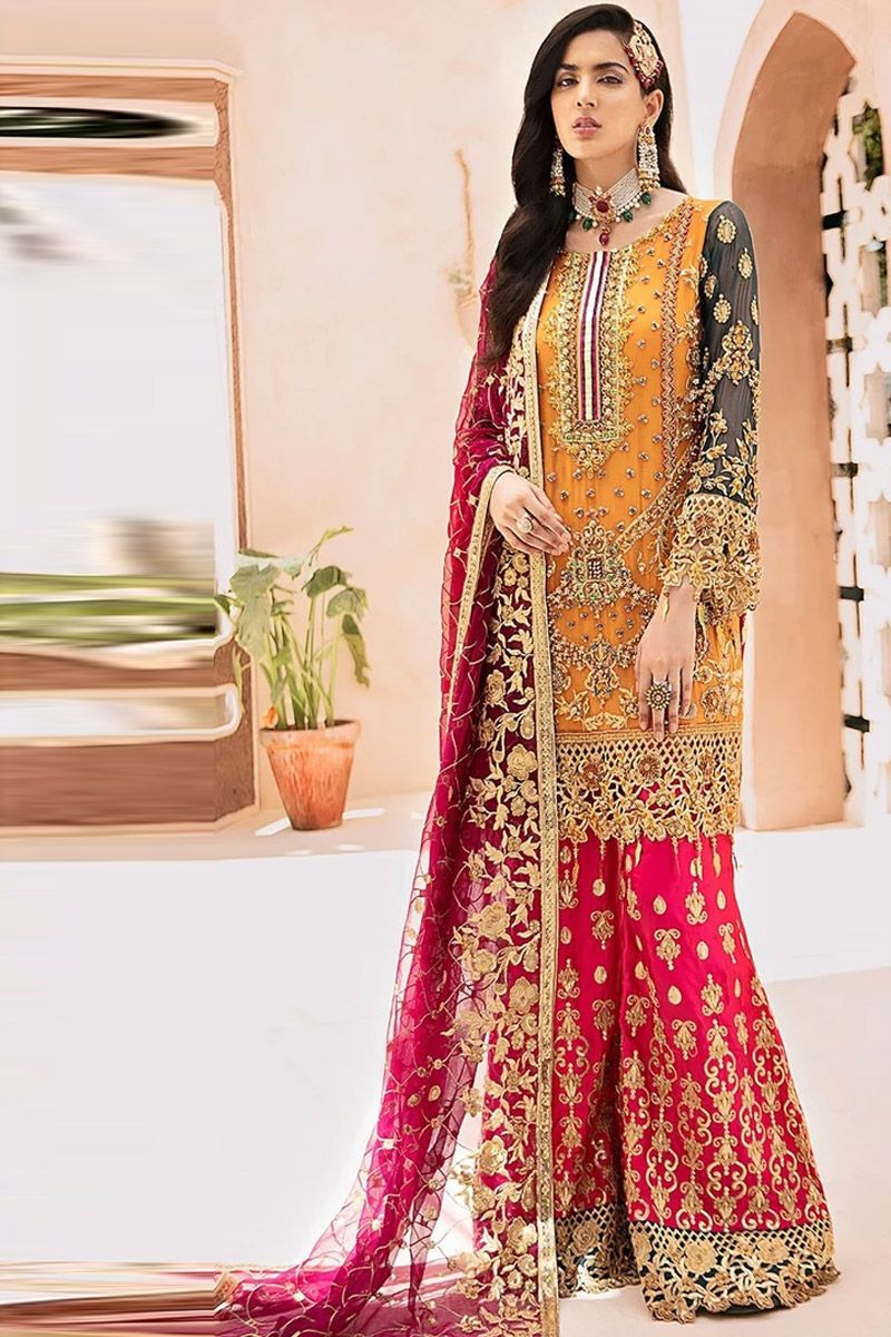 Emaan Adeel Style — Mairaz Orange Kameez & Trouser