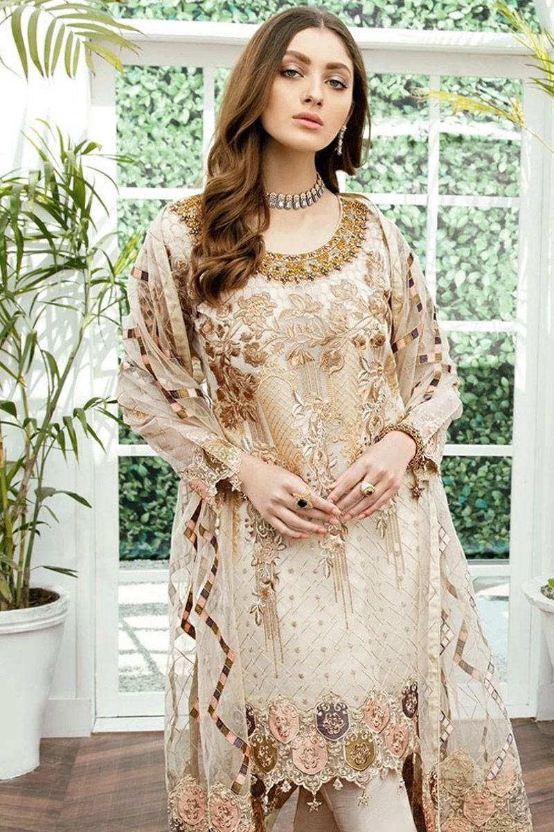 Ramsha Style — Mairaz Brown Salwar Kameez
