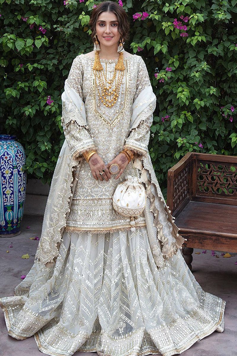 Naulakha Style — Mairaz White Sharara