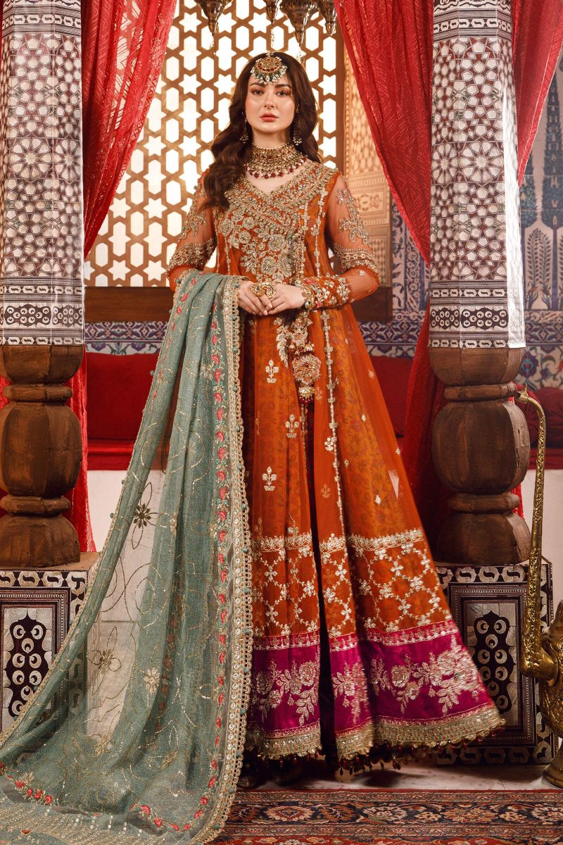 Maria B – Mbroidered BD-2506 Style (Burnt Orange & Fuchsia Pink)