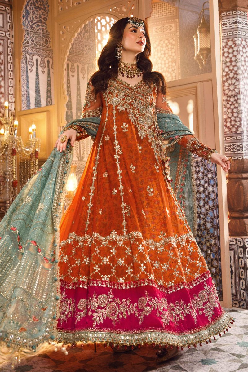 Maria B – Mbroidered BD-2506 Style (Burnt Orange & Fuchsia Pink)