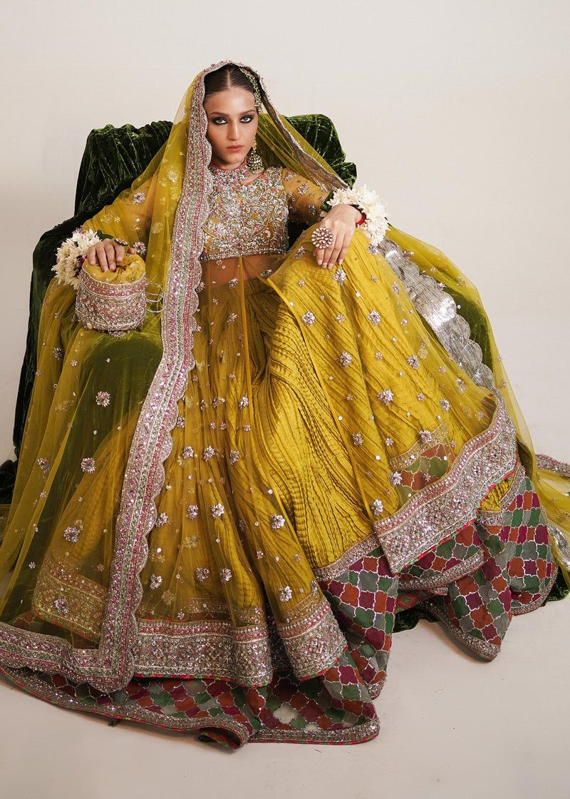 Moore Style — Mairaz Lime Yellow Net Pishwas & Sharara