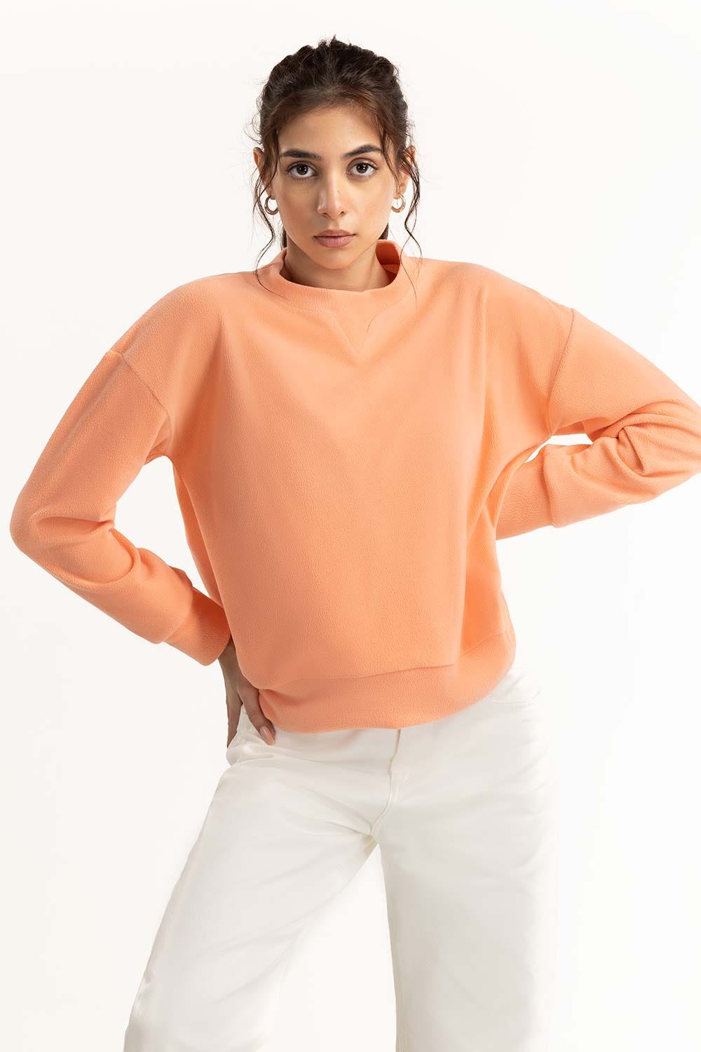 Peach Embroidered Sweatshirt
