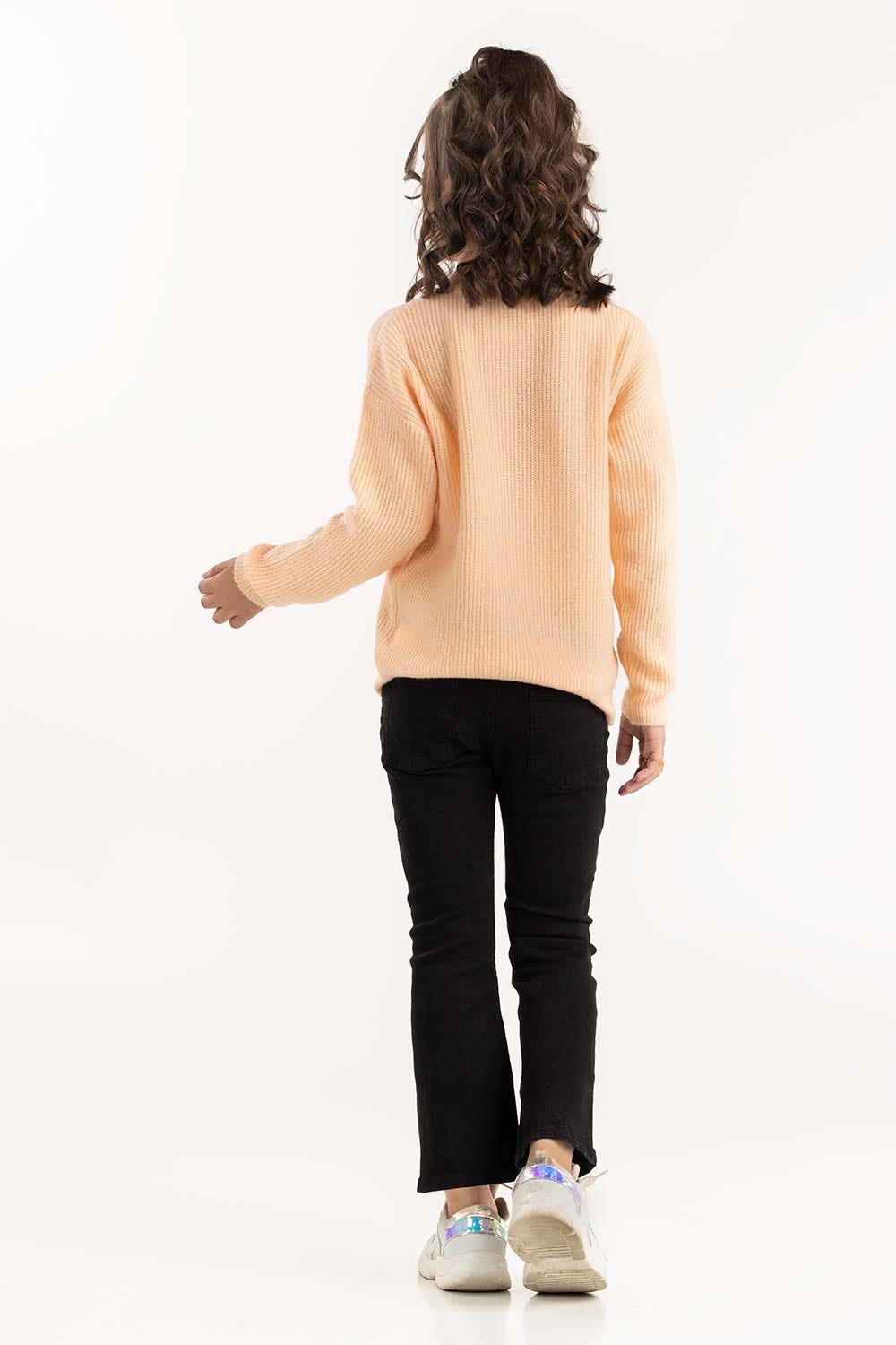 Junior Girl Peach Sweater With