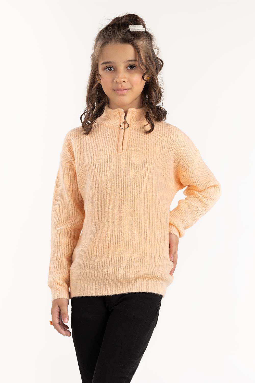 Junior Girl Peach Sweater With