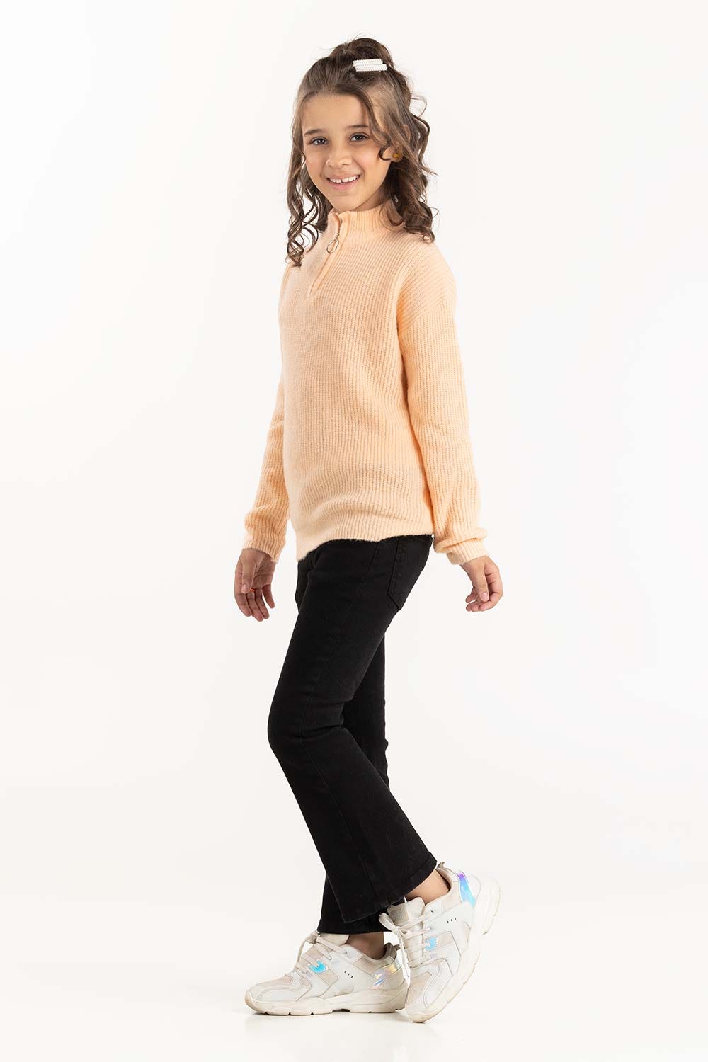 Junior Girl Peach Sweater With