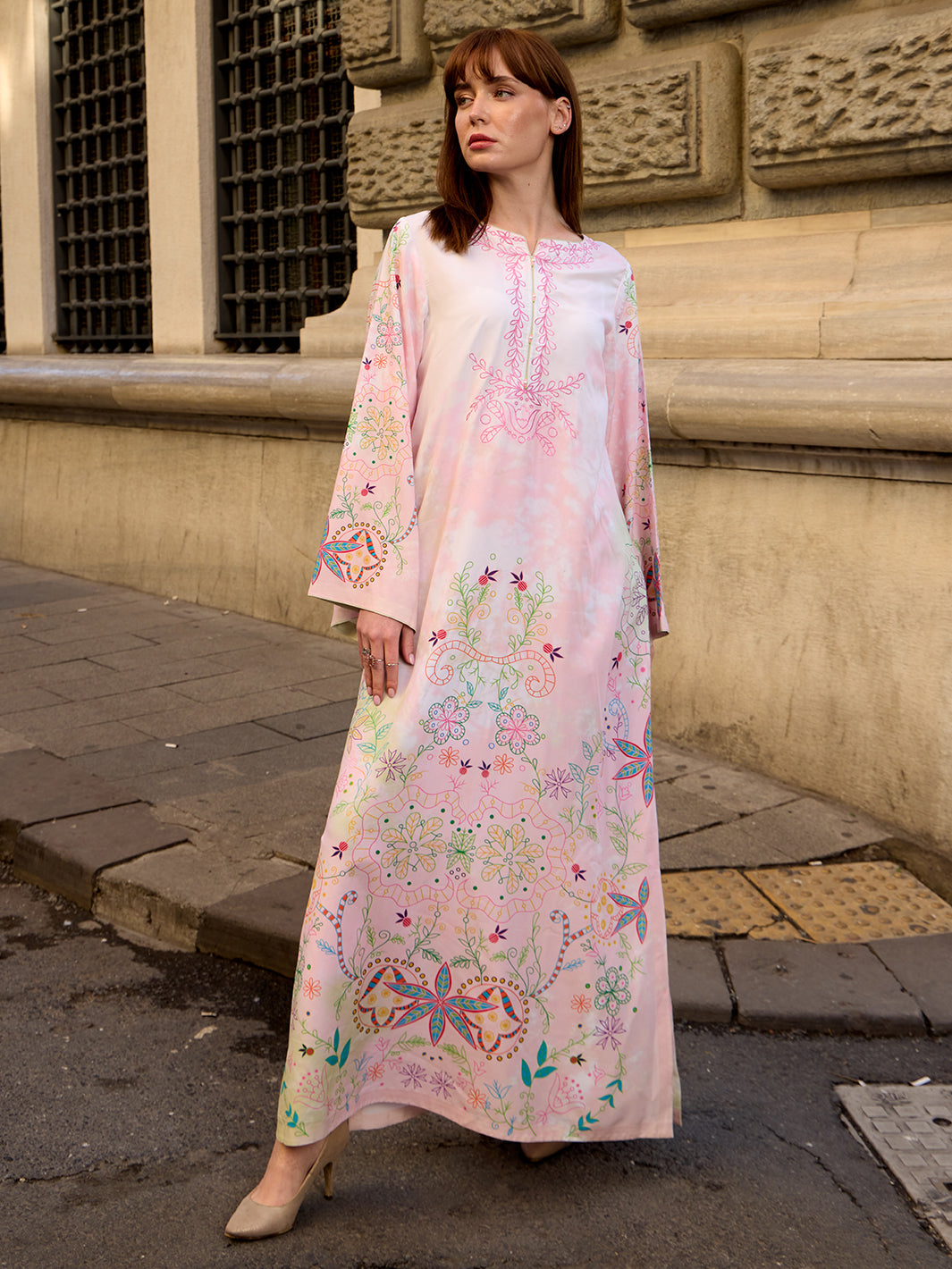 Lelyse - Printed+Embroidered Kaftan