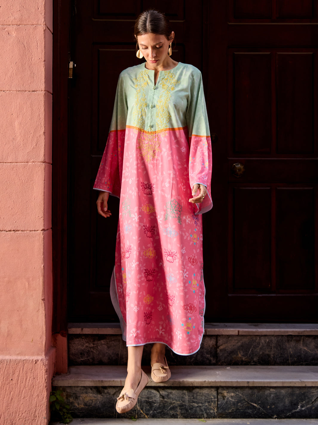 Ovelle - Printed +Embroidered Kaftan