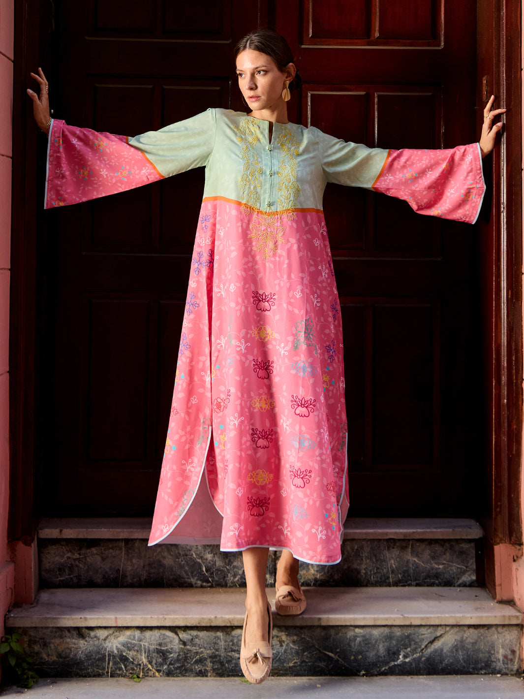 Ovelle - Printed +Embroidered Kaftan