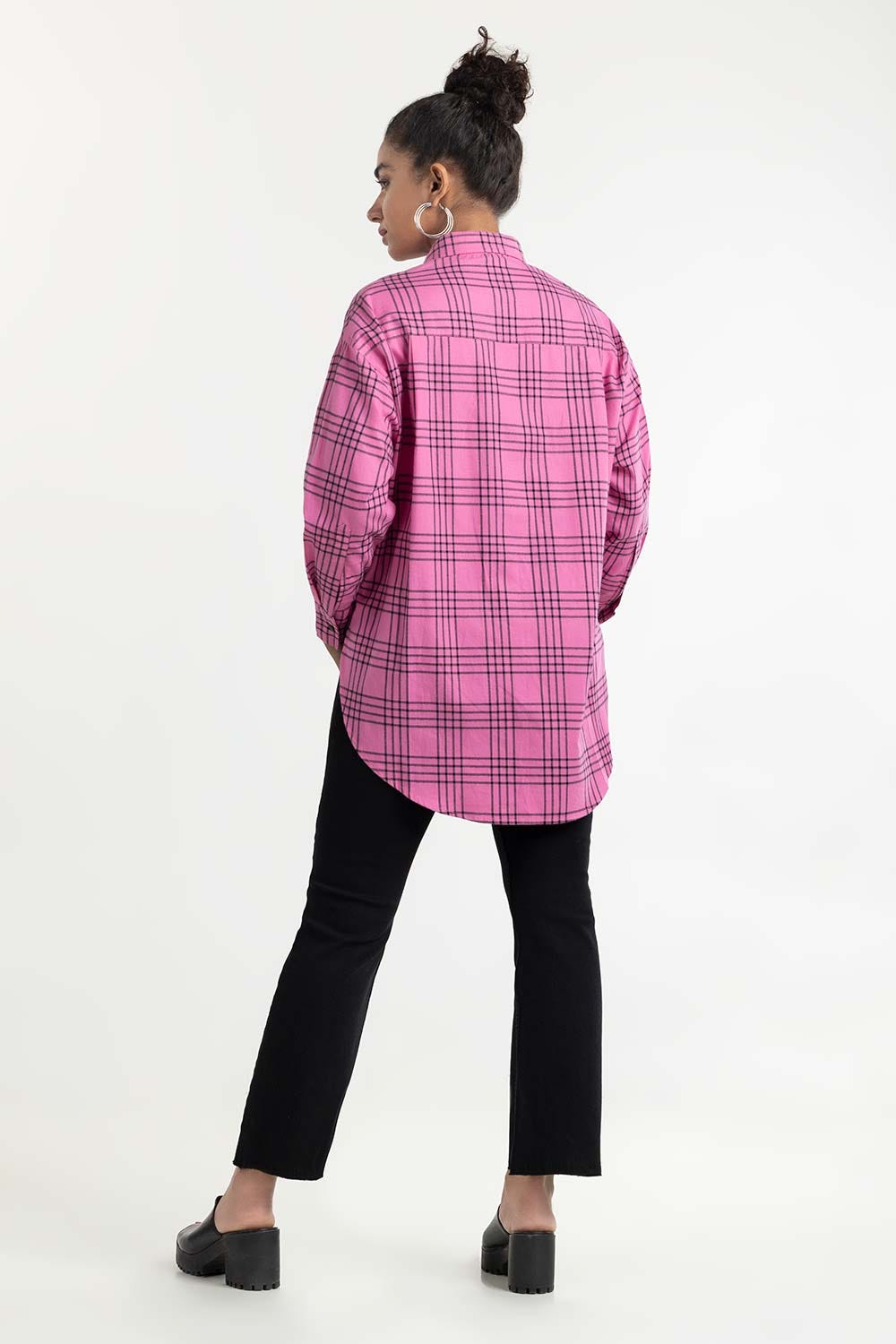 Pink And Black Casual Shirt