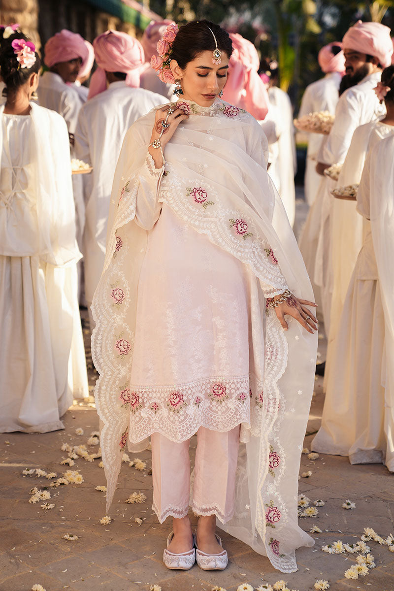 Pale Pink-3 Pc Embroidered Jacquard Suit