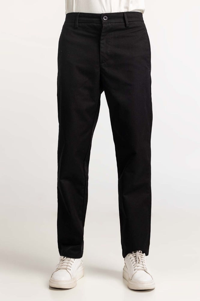 Plush Black Basic Khaki Pant