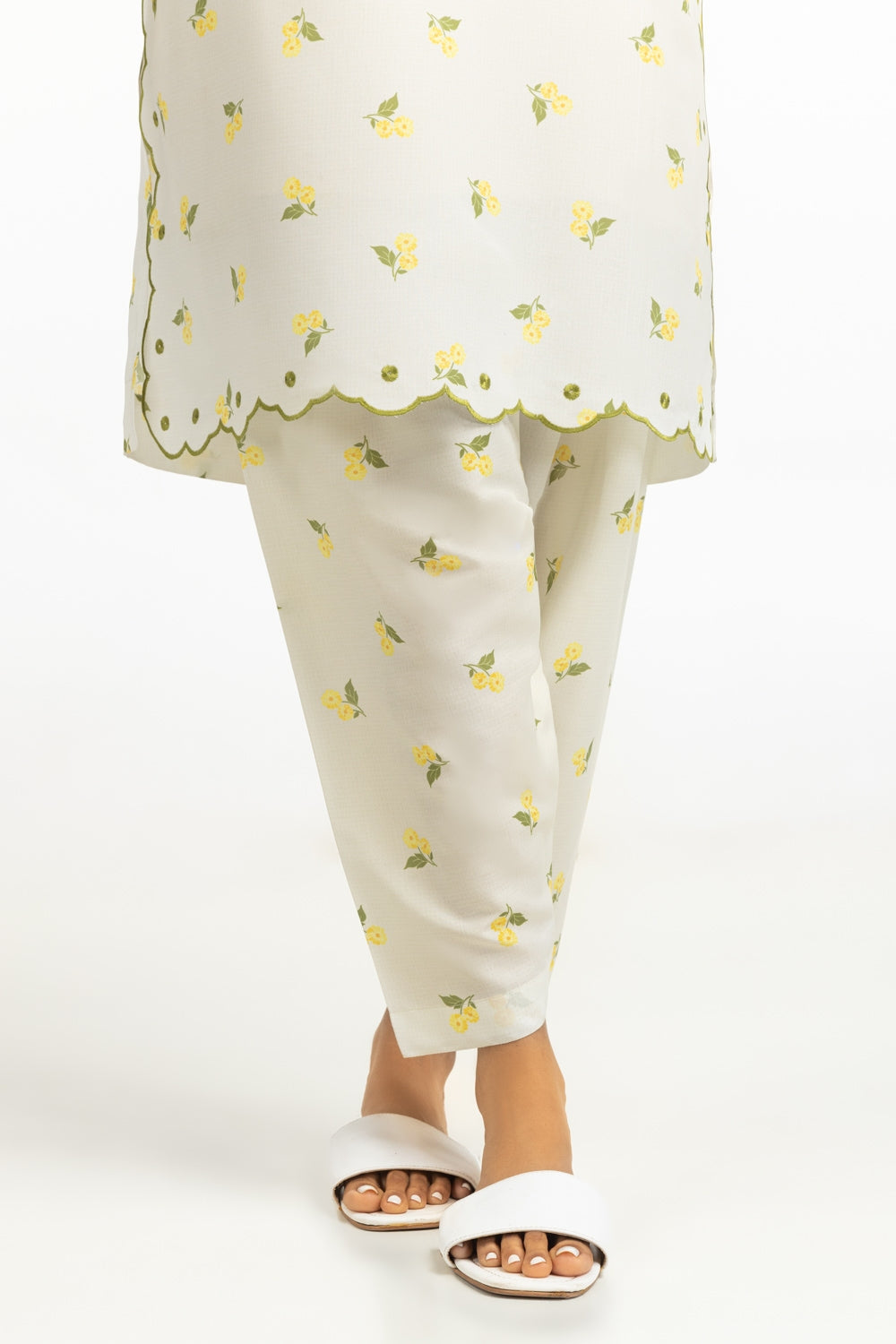 Poly Cambric Printed With Embroidered Co-Ord Set