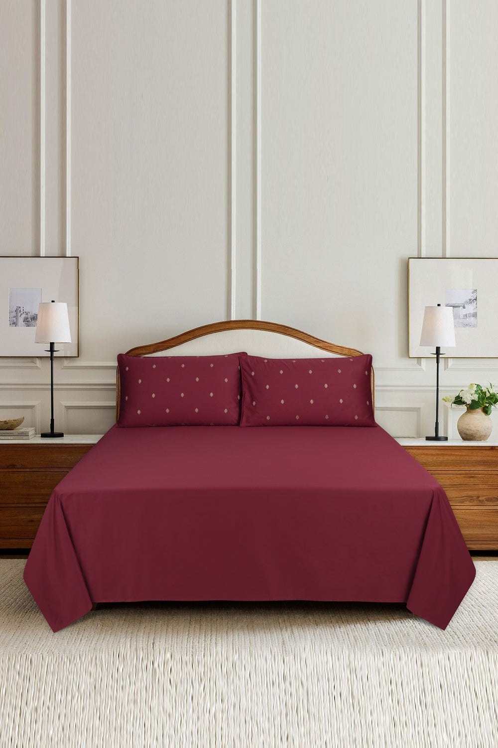Pomegranate T-400 Embroidered Bed Sheet Set
