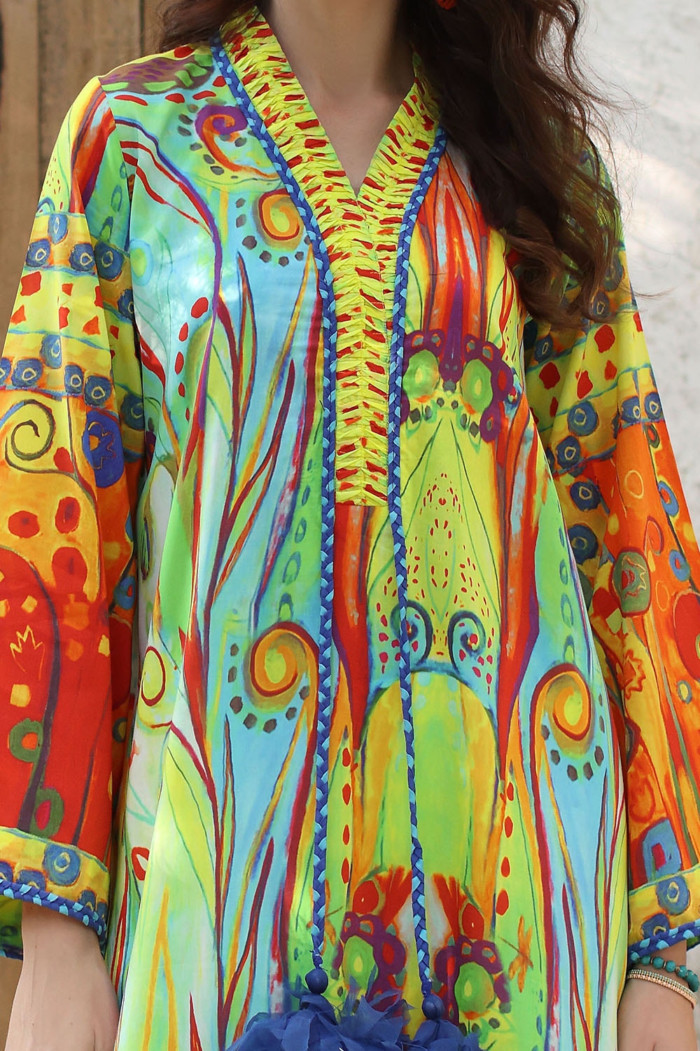 1 Piece Unstitched Cotton Silk Kaftan
