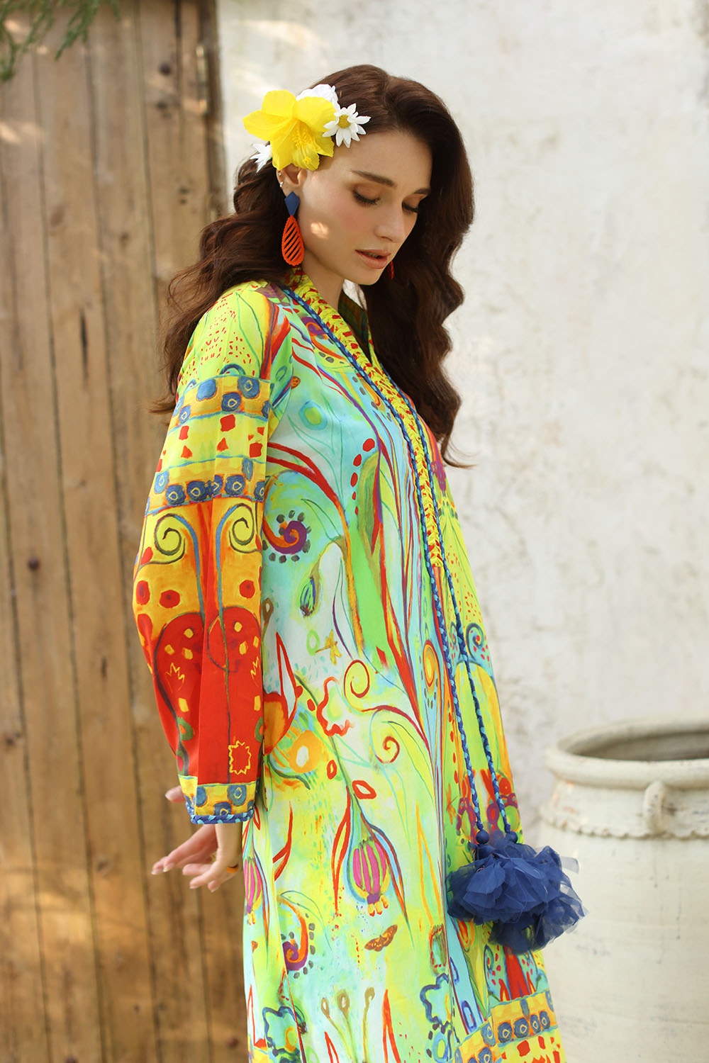 1 Piece Unstitched Cotton Silk Kaftan