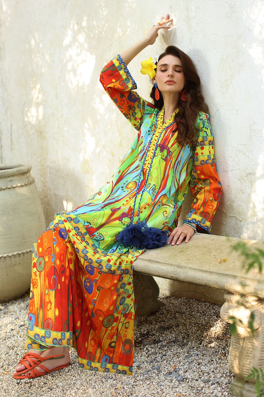 1 Piece Unstitched Cotton Silk Kaftan