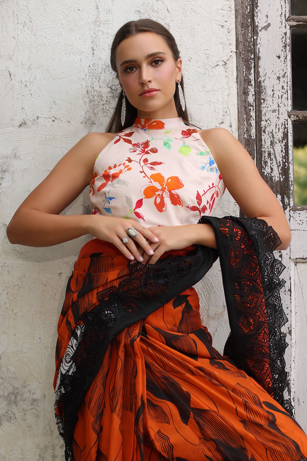 3 Piece Unstitched Denting Lawn Saree