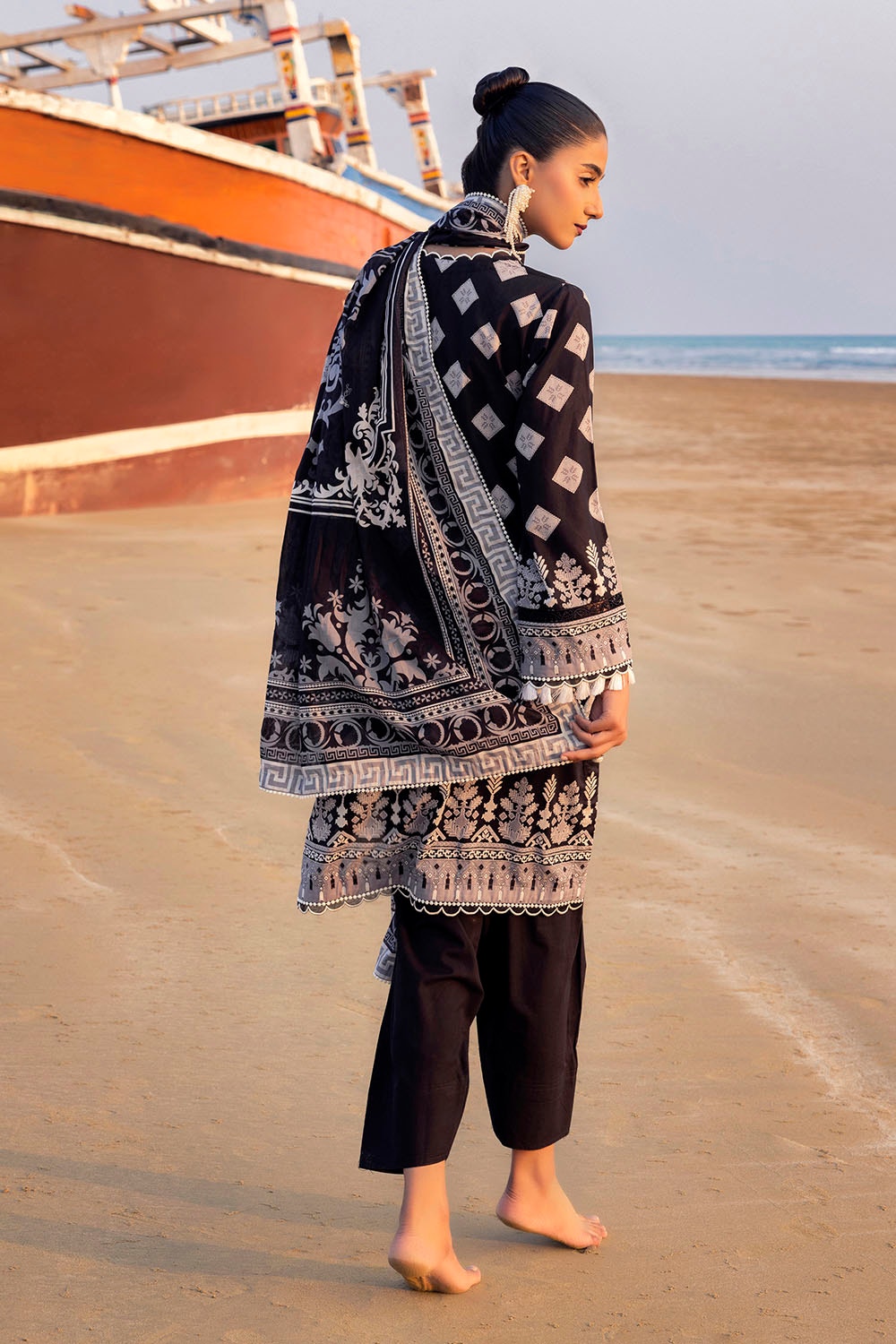 3 Piece Unstitched Embroidered Printed Lawn Suit