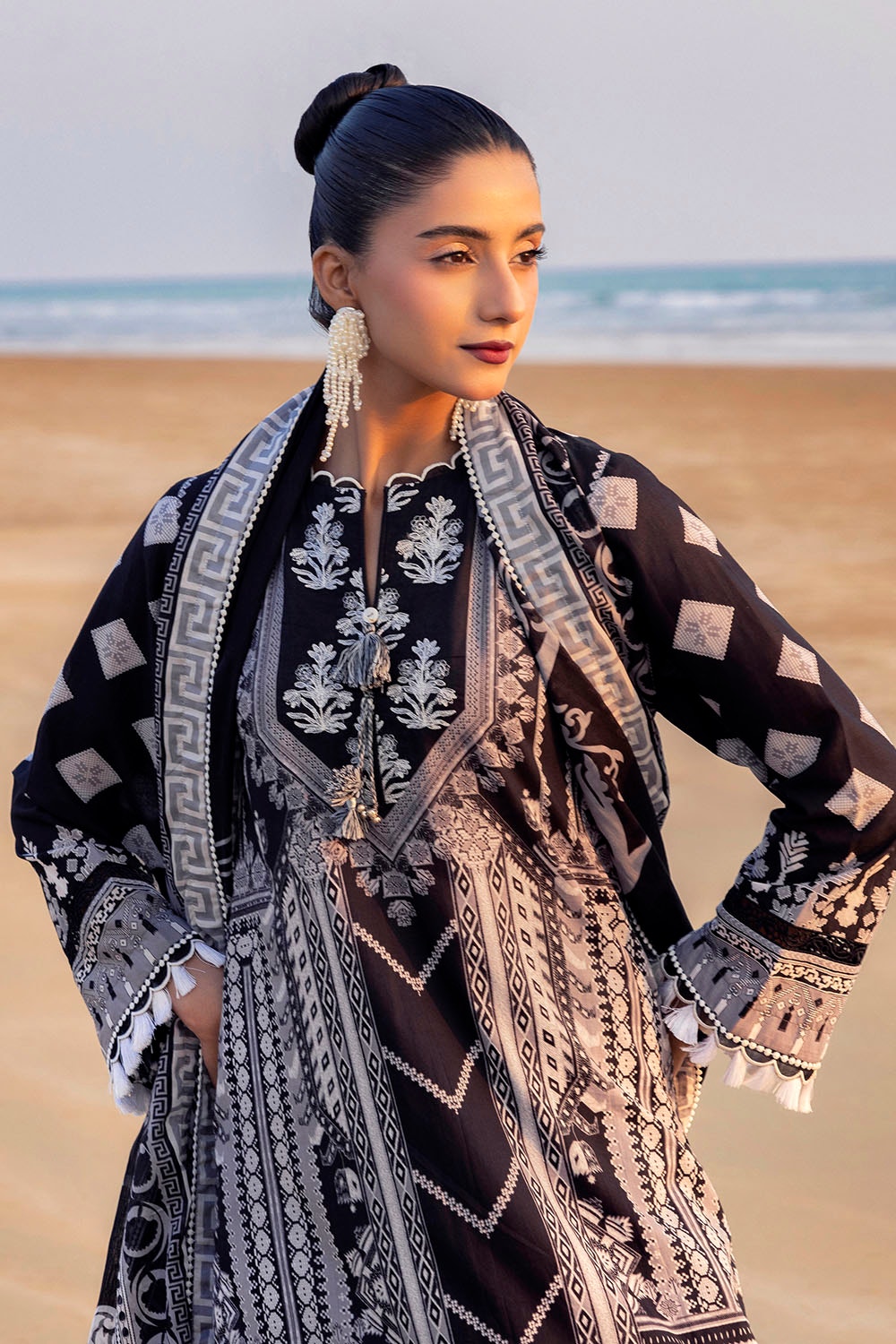 3 Piece Unstitched Embroidered Printed Lawn Suit