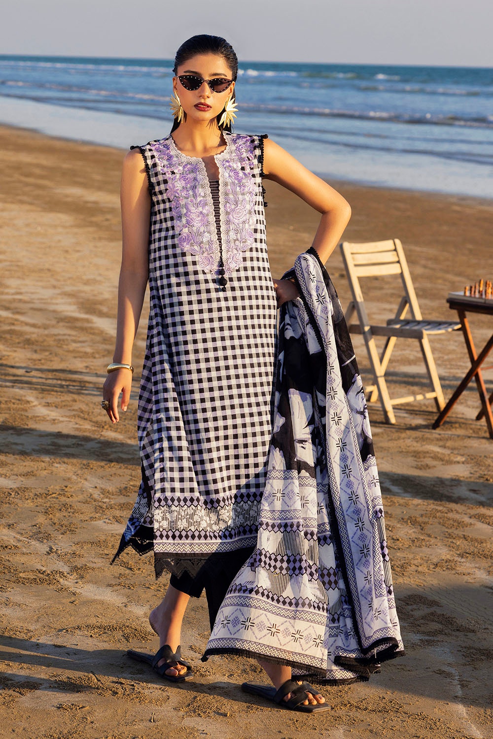 Gul Ahmed - 3 Piece Unstitched Embroidered Printed Lawn Suit