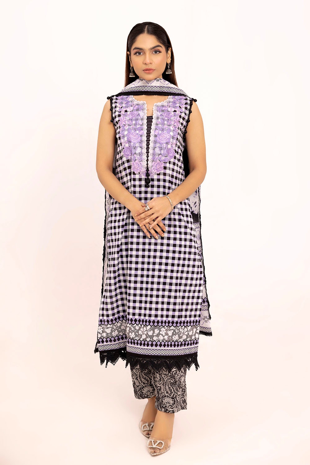 Gul Ahmed - 3 Piece Unstitched Embroidered Printed Lawn Suit