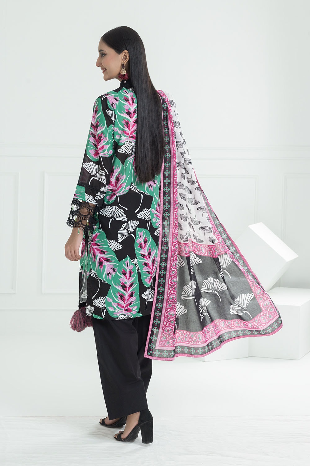 3 Piece Unstitched Jacquard Suit with Printed Lawn Dupatta