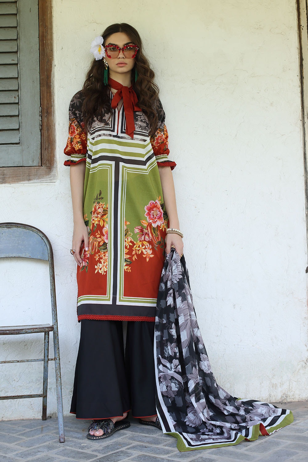 3 Piece Unstitched Printed Lawn Suit with Printed Lawn Dupatta
