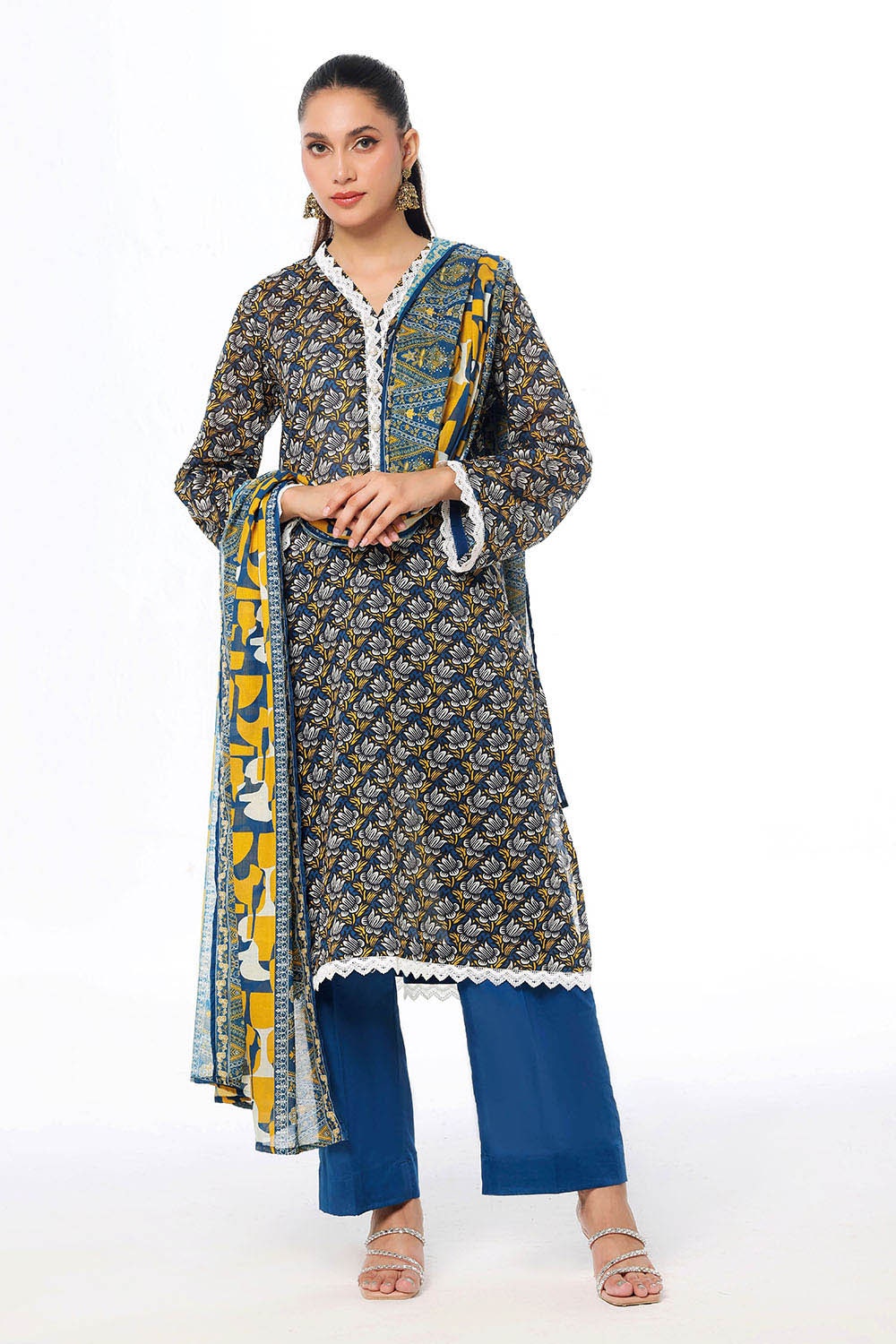 3 Piece Unstitched Printed Lawn Suit