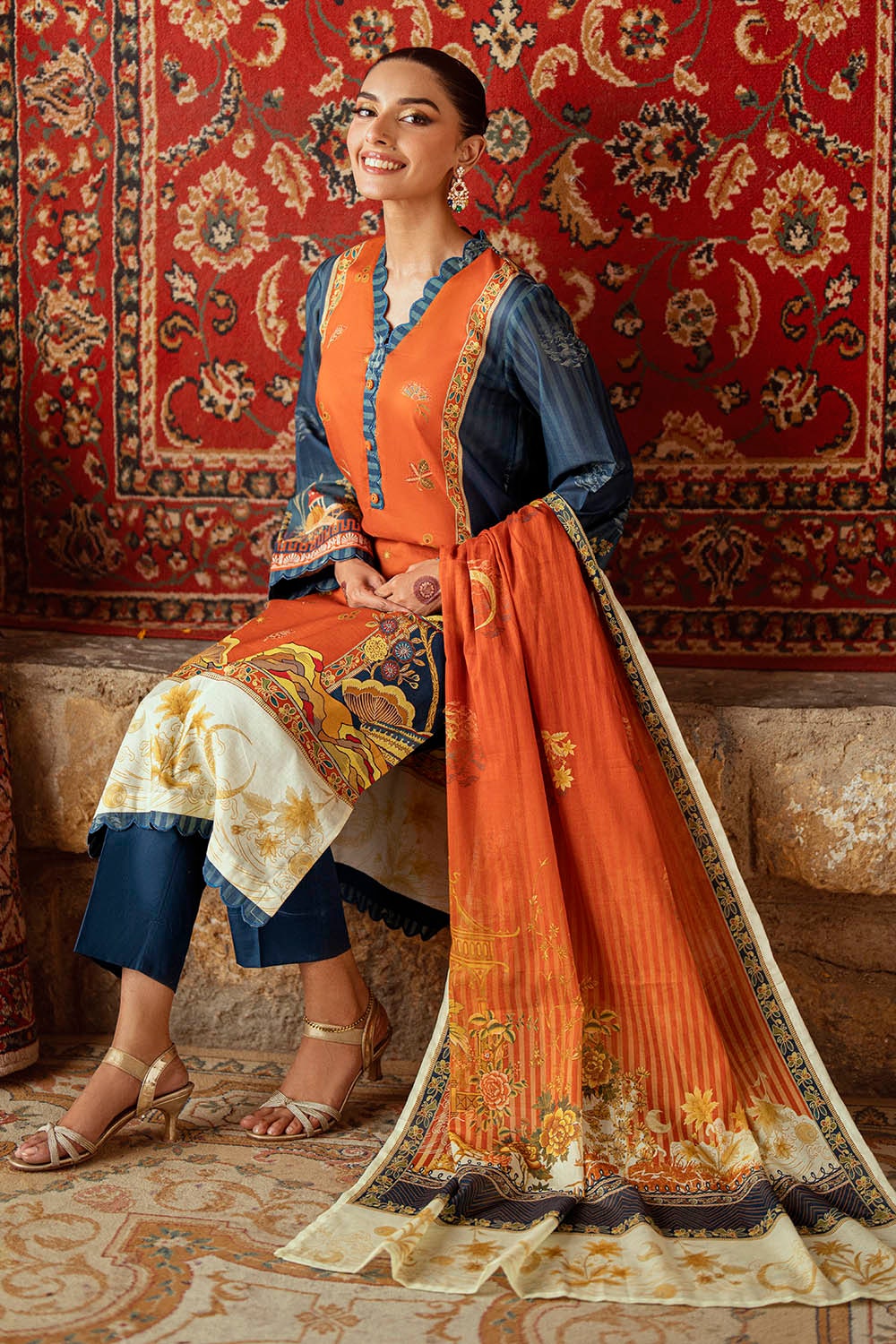 3 Piece Unstitched Printed Lawn Suit
